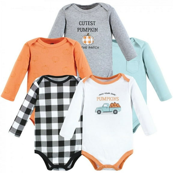 Hudson Baby Cotton Long-Sleeve Bodysuits, 5-Pack, Newborn- 24 Months