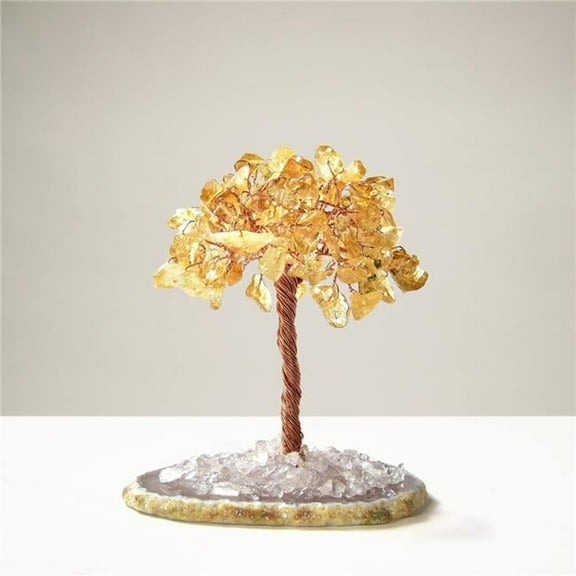 Kalifano K917A-CT 3.5 in. Citrine Natural Gemstone Tree of Life with Agate Base