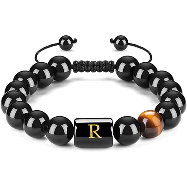 Xihbxyly Tobillera de Piedra Negra, Pulsera de Cuentas de Piedra Negra, Tobillera de Piedra Natural