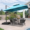 thumbnail image 4 of PURPLE LEAF Outdoor Cantilever Umbrellas with Base Square Large Patio Umbrella Offset Umbrella with 360°Rotation Tilting And Hanging Double Top, 10FT,Turquiose Blue, 4 of 10