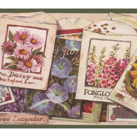 Flower Seeds Packets Vintage Wallpaper Border Retro Design Roll 15 X 7 Canada - Vintage Wallpaper Border Designs Flower Seeds Packets Vintage Wallpaper Border Retro Design Roll 15 X 7 Canada - Vintage Wallpaper Border Designs