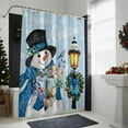 thumbnail image 4 of Light Blue Snowman Bathroom Shower Curtain Christmas Winter Wreath Snowflake Xmas Waterproof Washable Shower Curtains for Bathtub Bath Decor with Grommets and Hook 72 X 72 Inch, 4 of 8