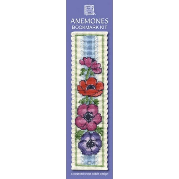 Textile Heritage Anemones Bookmark - Cross Stitch Kit