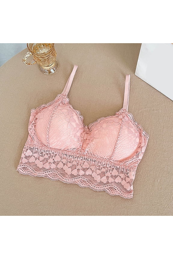 Sexy Lace Lingerie for Women Women Solid Patchwork Underwired with Breast Pad Sexy Lace Lingerie Everyday Bras, Women's Peach Heart Lace with Top Vest and top French Underwear On