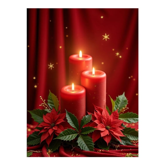 Diamond Art Kit for Adults, Red Candles Poinsettia Decoration Diamond Painting for Adults Beginners, DIY Diamond Art Painting Kits, 5D Diamond Painting Crafts for Home Decor 12x16 Frameless