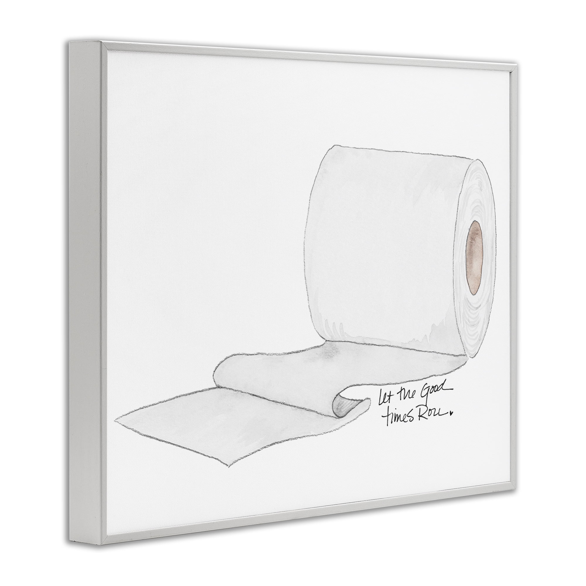 Stupell Industries Good Times Roll Toilet Paper White Framed Giclee Art, design by Nola James