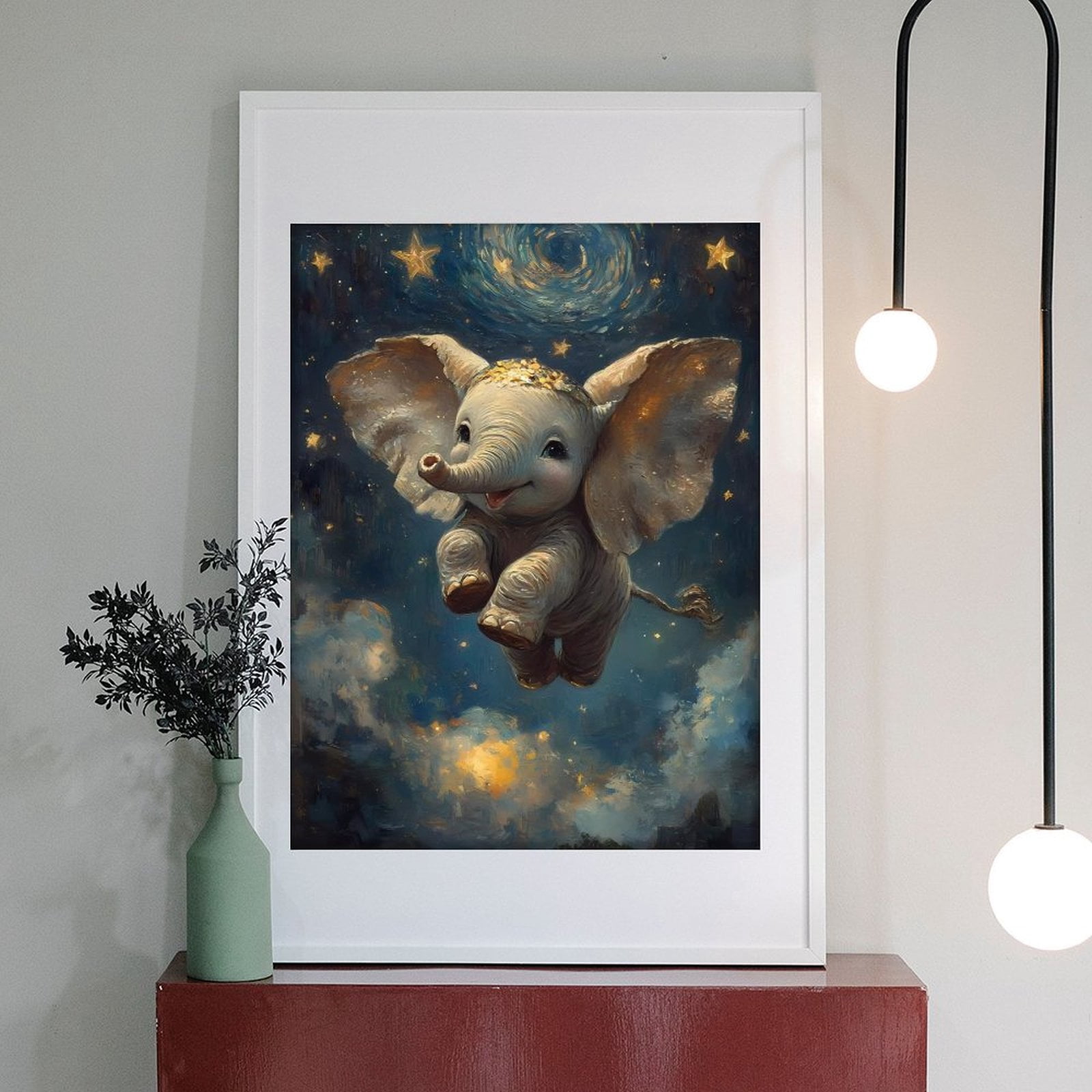 Diamond Art Kits for Adults - 5d Flying Baby Elephant Night Sky Diamond Painting for Adults, Diamond Art for Adults Beginners, Diamond Painting Kits for Adults for Home Wall Decor