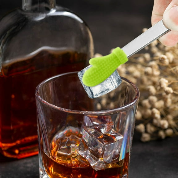 qILAKOG Silicone Mini Tongs,kStainless Steel Silicone Glove-Shaped Tongs, 5.3-inch Heat-Resistant Kitchen Tongs, Anti-Slip Silicone Bread and Ice Tongs, Barbecue Tool Accessories