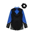 thumbnail image 5 of TiaoBug Kids Girls Shiny Rhinestones Long Sleeve Gymnastics Leotard Dance Jumpsuit with Hair Band Set Royal Blue&Black 6, 5 of 7