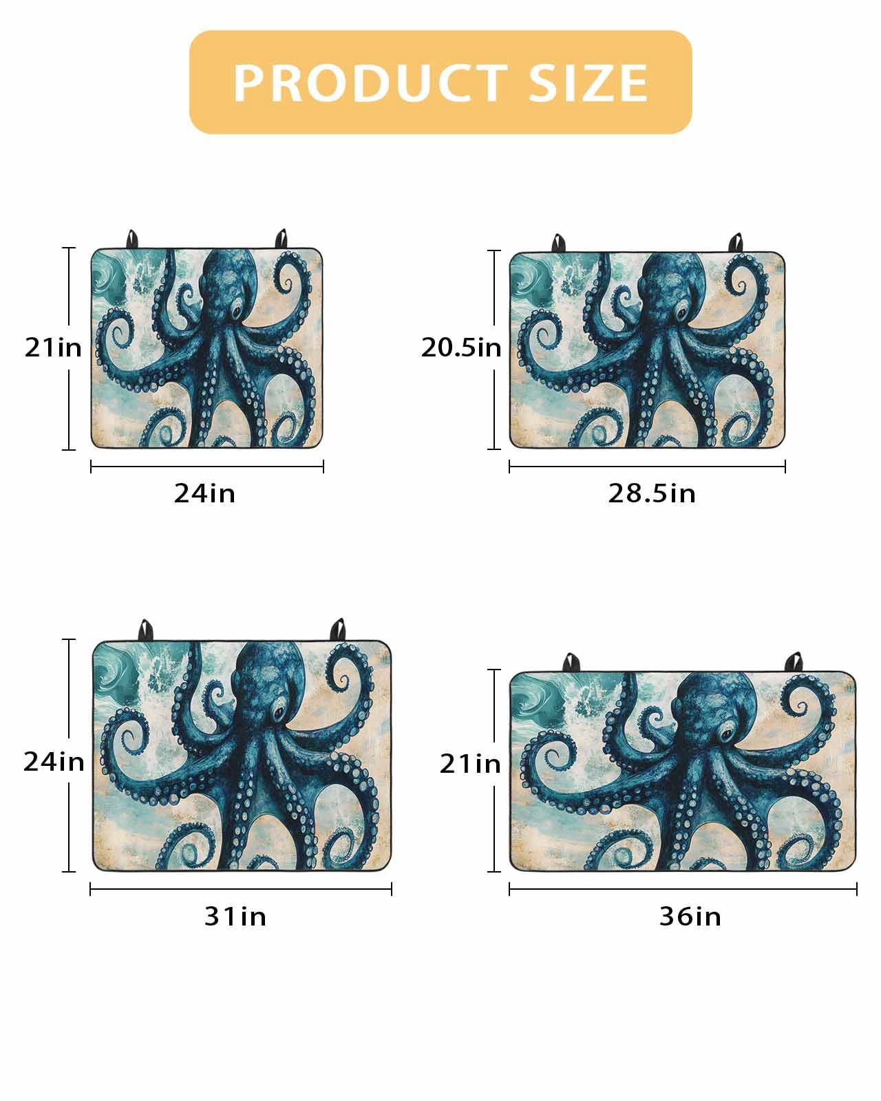nqOlkjepod Large Induction Cooktop Protector Mat 36"x21", Teal Blue Octopus Stove Top Covers for Electric Stove, Summer Coastal Beach Wave Decorative Stove Burner Cover Mats, Glass Top Stove Cover