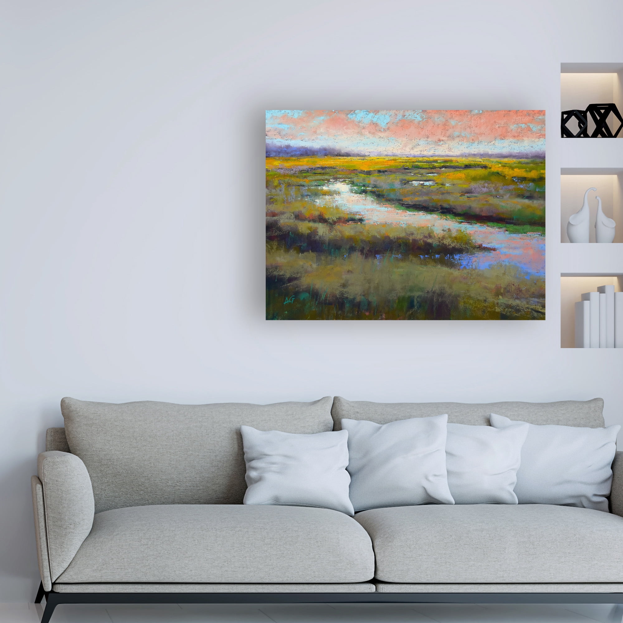 Trademark Fine Art 24x32 Animals Canvas Wall Art 'A Glimmer on the Marsh' by Alejandra Gos