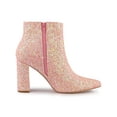 thumbnail image 3 of BLISSFUL STEP Women's Glitter Pointed Toe Block Heel Sparkly Booties Ankle Boots Pink 5.5, 3 of 7