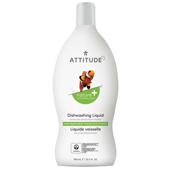 ATTITUDE nature+ technology, Dishwashing Liquid, Green Apple & Basil, 700 mL