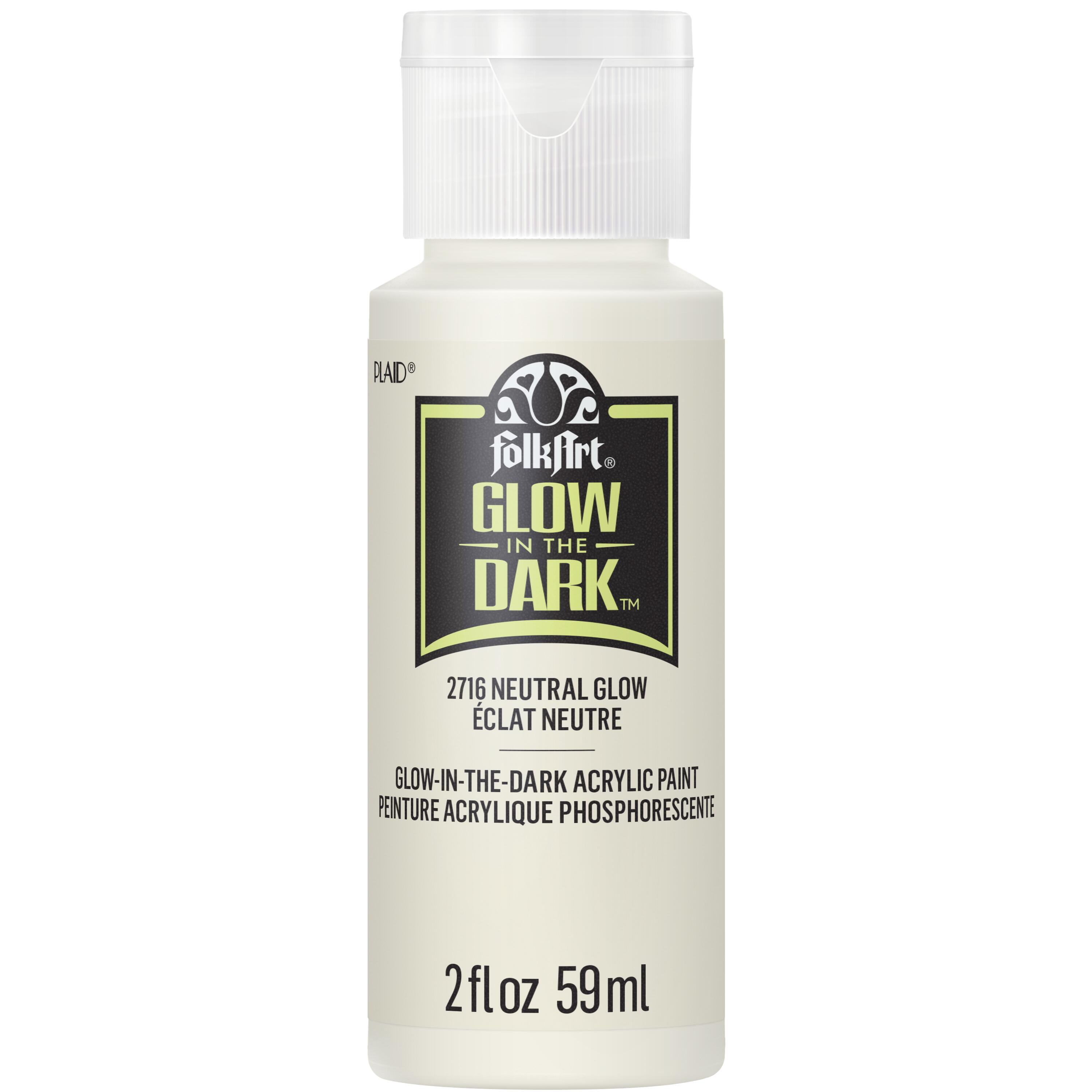 (6 pack) FolkArt Glow-in-the-Dark Acrylic Craft Paint, Matte Finish, Neutral, 2 fl oz