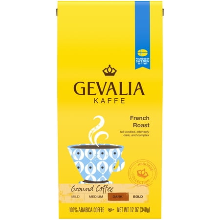 Gevalia French Roast Ground Coffee, Caffeinated, 12 oz
