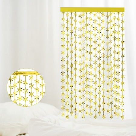 

Nvzi -b 3 Pack 3.28*6.56ft Snowflake Streamers Backdrop Decoration Single-Color Matte Rain Curtain Door Drapes For Christmas Birthday Parties And Various Holidays Golden