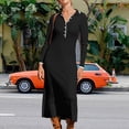 thumbnail image 3 of Vestido de otoño con cuello en V Vestido ajustado de punto acanalado para mujer Traje diario con cuello vuelto, 3 of 6