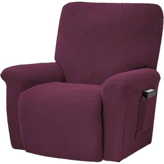 AIGIA Stretch Recliner Chair Covers 4-Piece Soft Sofa Cover 1 Seat Couch Cover Jacquard Recliner Slipcover with Pocket
