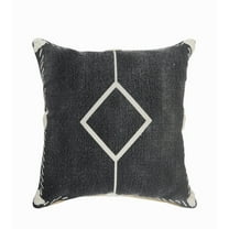 Ox Bay 20" x 20" Hand-Woven Black/ Cream Diamond Organic Cotton Pillow Cover