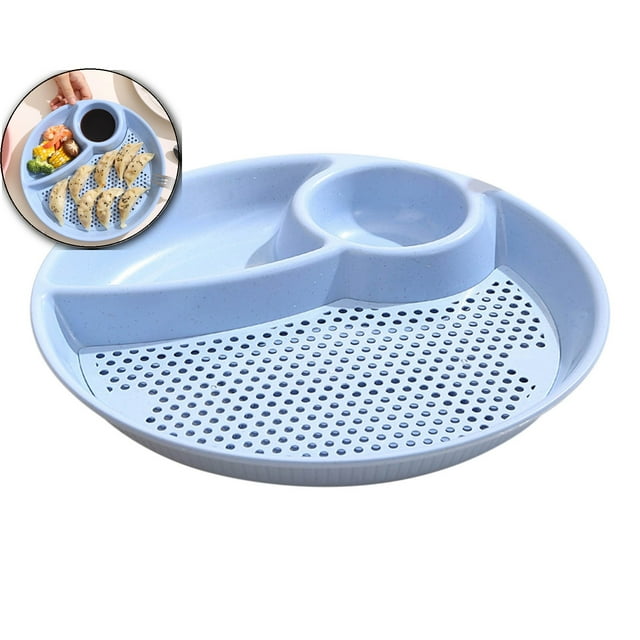Dvruxg Assiette d'Égouttage pour Dumplings Assiette d'Égouttage de Cuisine Assiette Ronde en Plastique pour Dumplings Collations Compote de Fruits Compartiment