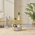 thumbnail image 4 of VECELO Round Side Table with Storage, Metal Small Nightstand with Removable Tray Top and Fabric Storage Basket for Living Room, Bedroom, Nursery, Laundry, Yellow, 4 of 8