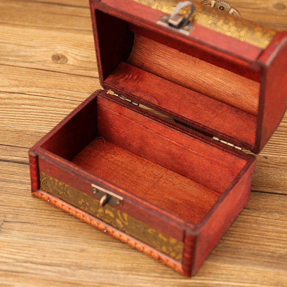 OULII 1Pc Wood Jewelry Box Multi Color Vintage Style Storage Box for Desktop Use
