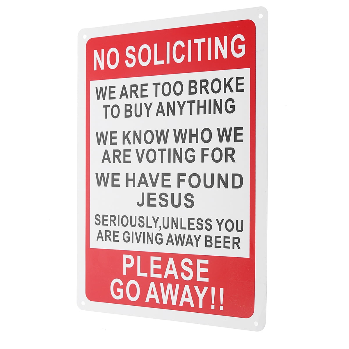 10'' X 14'' No Soliciting Funny Sign Go Away Front Door Novelty Gift Signs ABS 