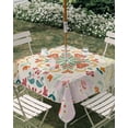 thumbnail image 3 of Square Outdoor Tablecloth with Umbrella Hole Beige Boho Outside Table Cloth Waterproof Patio Table Cover Retro Ethnic Shabby Colorful Floral Patterned Zipper Tablecloths for Picnic Camping 60x60 Inch, 3 of 8