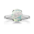 thumbnail image 2 of Gem Stone King 925 Sterling Silver White Simulated Opal and Black Diamond Women Solitaire Ring (2.03 Ct Oval Cabochon Cut, Available in Size 5, 6, 7, 8, 9), 2 of 3