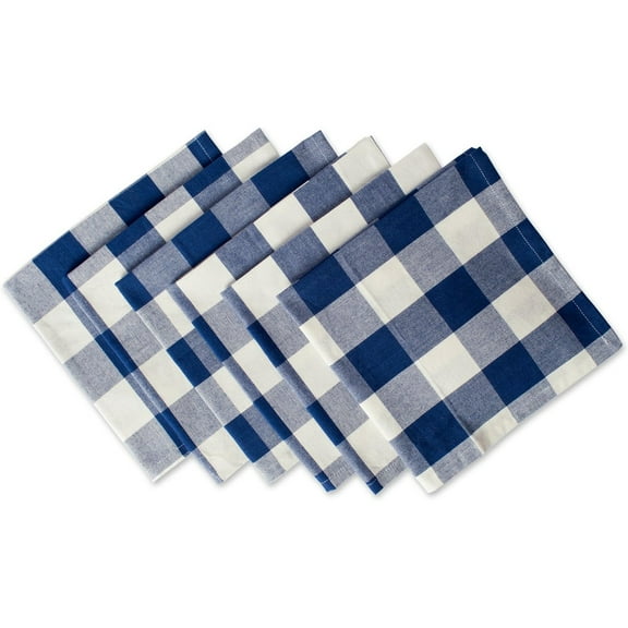 Classic Farmhouse Cloth Napkin Set, 20x20, Navy & Cream, 6 Piece