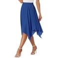 thumbnail image 4 of INSPIRE CHIC Women's Elastic Waist Chiffon Handkerchief Hem Flare Midi Skirt M Royal Blue, 4 of 5