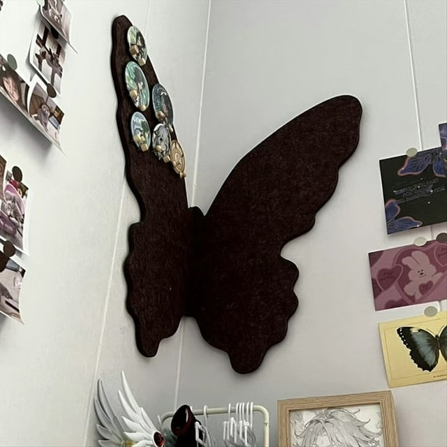 Juego de Pared de Fotos de Fieltro con Forma de Mariposas, Tablón de Anuncios de Fieltro de Mariposas, Tablero de Corcho, Tablero de Fotos Plegable, Autoadhesivo