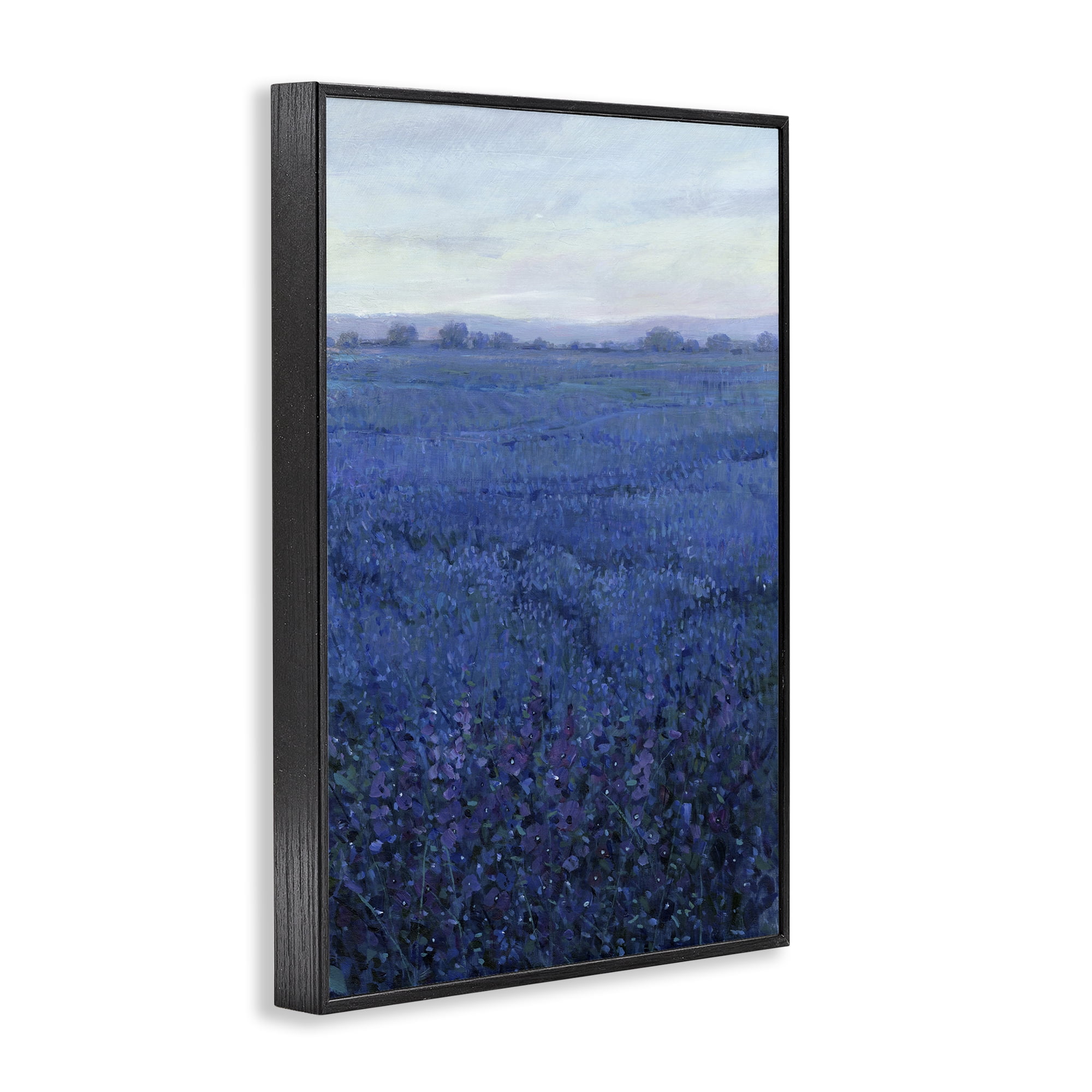 Stupell Industries Vast Blue Fields View Landscape Painting Black Framed Art Print Wall Art, 12 x 18