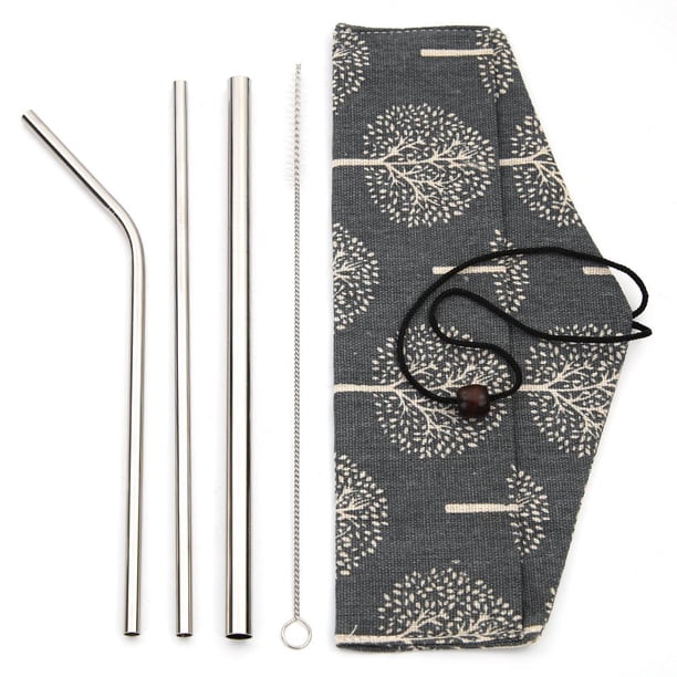 Pajitas rectas reutilizables de acero inoxidable para cocina, 3/5 Uds., con bolsa para cepillos Tmvgtek suministros de cocina