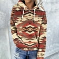 thumbnail image 2 of Geometric Aztec Hoodies for Women Pullover Cowgirl Western Vintage Ethnic Long Sleeve Loose Hooded Sweatshirt Tops, 2 of 5