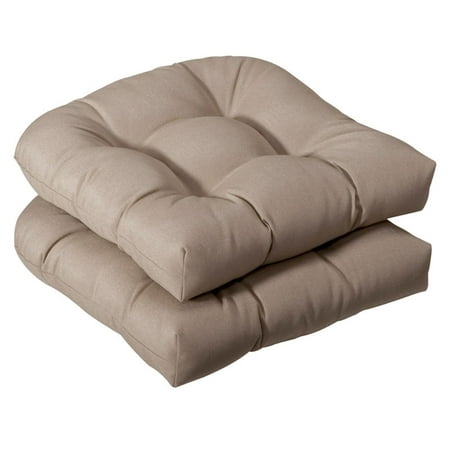 Set of 2 Outdoor Patio Furniture Wicker Chair Seat Cushions - Cosmic Beige