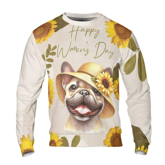 Happy Women's Day French Bulldog Sunflower Vintage Proud Mom All Over Print 3D Sweatshirt Unisex Merch Dog Lover Gifts - 02030