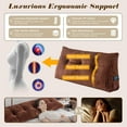 thumbnail image 4 of Large Triangular Headboard Wedge Bed Rest Reading Pillow Backrest Positioning Support Bolster Cushion with Removable Cover (Brown, Queen: 59x8x20 Inches), 4 of 16