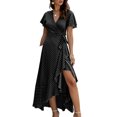 thumbnail image 1 of Wangscanis Women Short Sleeve Dresses Irregular Hem Adjustable Belt Summer, 1 of 10