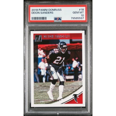Deion Sanders 2018 Panini Donruss Football Card #18 Graded PSA 10