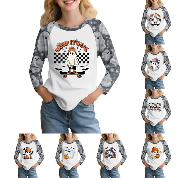 Homozy Funny T Shirts for Girls Toddler Tops Children's Shirt Long Sleeve T-Shirt Casual Fall T-Shirts Suitable for Boys and Girls Navy 4-5 Years