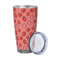 thumbnail image 2 of Haiem Red Strawberry Printed 20oz Straight Skinny Car Cups With Insulated Cup Sleeve Portable Handle, Sports Travel Coffee Mug, Stainless Steel, Insulated-Without Straw, 2 of 8