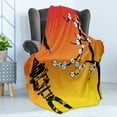 thumbnail image 4 of Flower Landscapes Soft Flannel Fleece Throw Blanket, Silhouette of a Japanese Sakura Tree, Cozy Plush for Indoor and Outdoor Use, 50" x 70", Yellow Vermilion, by Ambesonne, 4 of 5