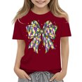 thumbnail image 4 of Abcomgle Mardi Gras Shirts for Girls Carnival Purple Green Yellow Bow T Shirts for Girls Crewneck Short Sleeve Shirts for Kids Girls Spring Funny Parade Tee Top Girls, 4 of 4