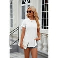 thumbnail image 6 of XCHQRTI Womens Irregular Hem Tshirt Buttons Slit Blouse Solid Color Blouse Short Sleeve Casual Tops, 6 of 8