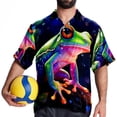 thumbnail image 4 of Starry Sky Frog Men's Short Sleeve Printed Button Down Hawaiian Beach Shirts, 4 of 6