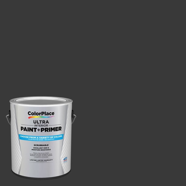 ColorPlace Ultra Interior Paint & Primer, Onyx Black, Satin, 1 Gallon