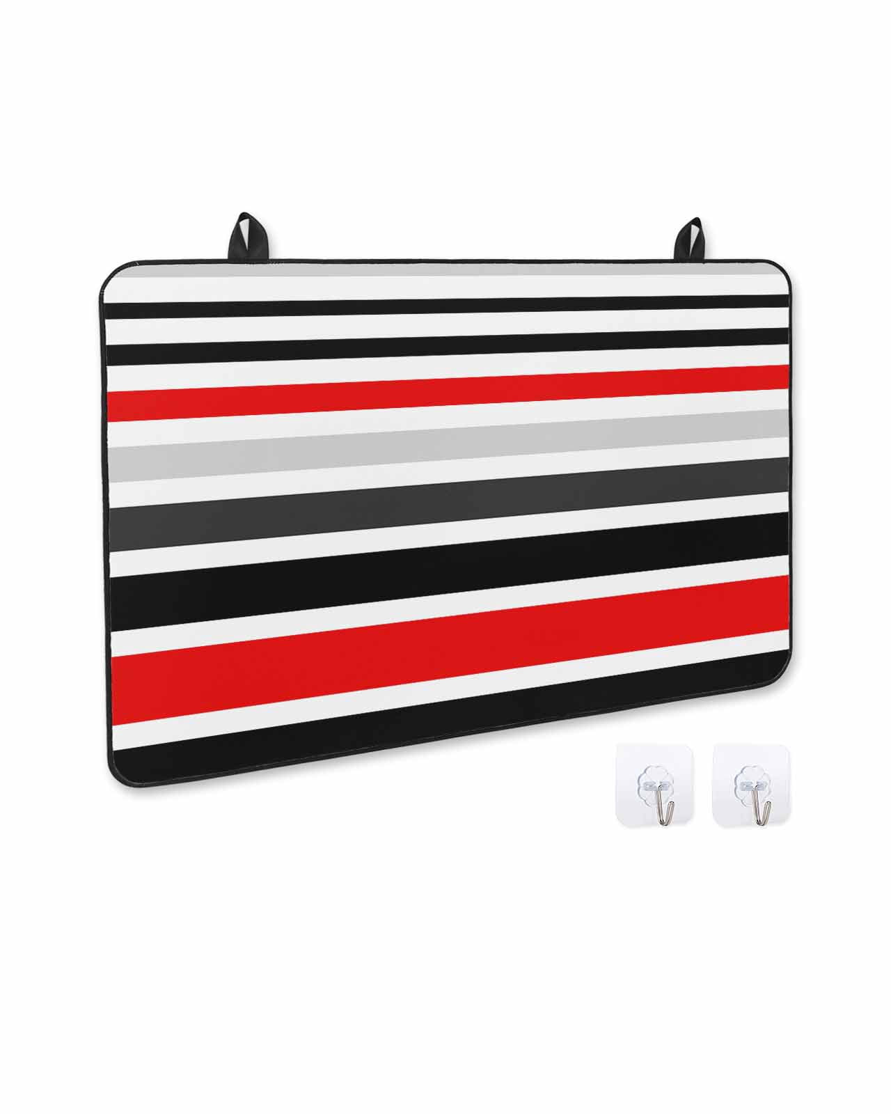 nqOlkjepod Large Induction Cooktop Protector Mat 24"x21", Red Black Stripe Stove Top Covers for Electric Stove, Modern Abstract Coarse Striped Stove Burner Cover Mats, Glass Top Stove Cover