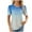 Blue, variant on Erwazi Women's Summer Short Sleeve Tops Casual Dressy Shirts Round Neck Fashion Gradient Pleated Business Blouses Tunic Top