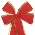 thumbnail image 3 of Northlight 18" x 30" Red 4-Loop Velveteen Christmas Bow with Gold Trim, 3 of 8